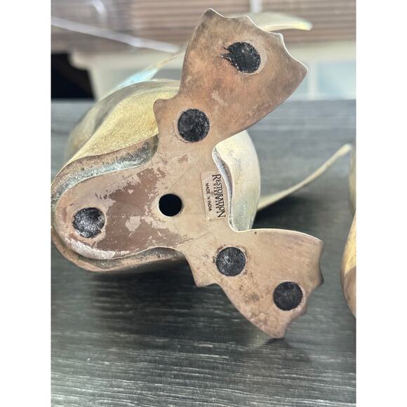 Set Of 3 Restoration Hardware Metal Silver Tone Penguin Candle Holder Figurines - Picture 5 of 6